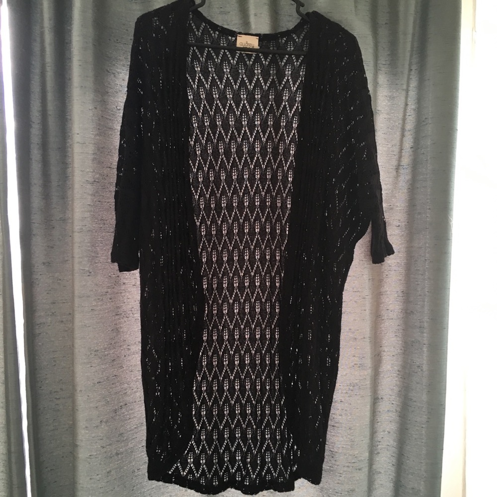 Black lace knit kimono small Audrey 3+1 EUC